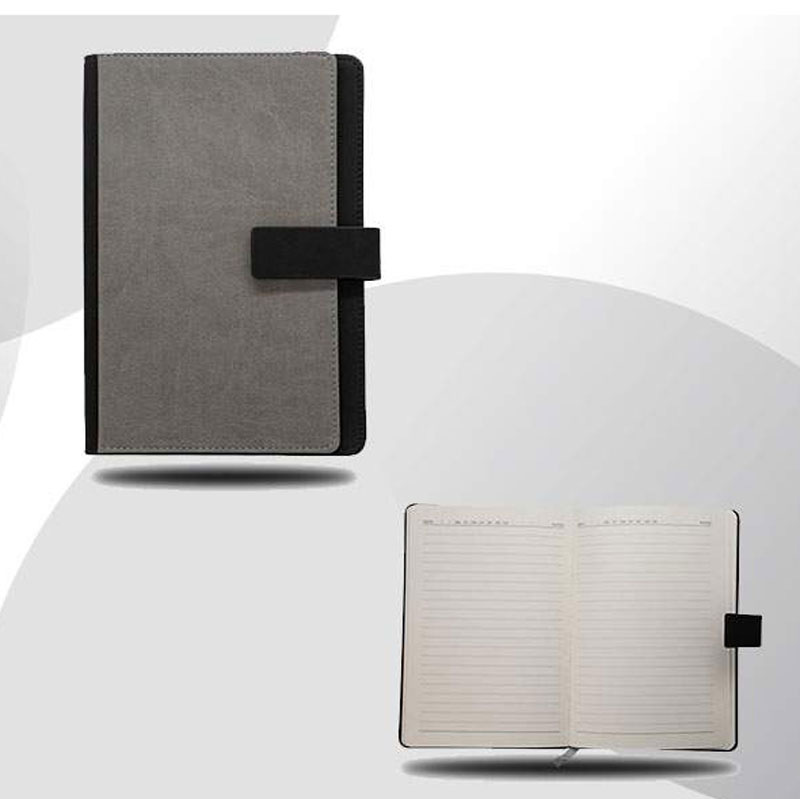 A5 Dual Hard Cover Notebook with Magnetic Closure - Grey & Black CG0107