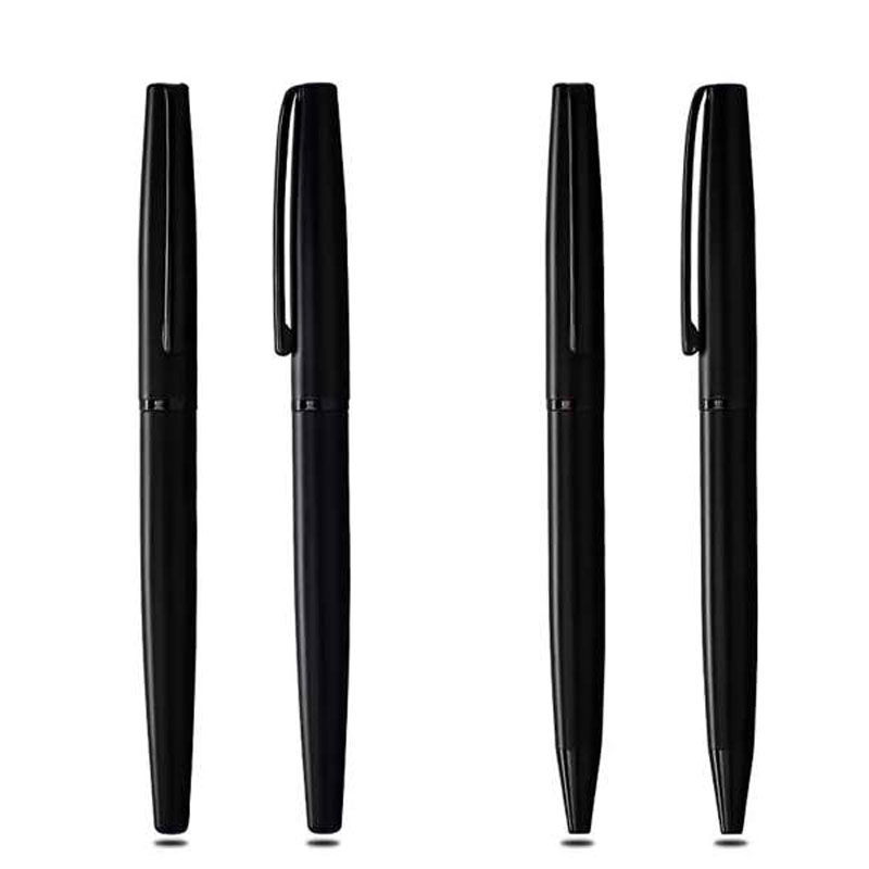 Metal Pen Set with Roller Pen and Ballpoint Pen - Black CG0136