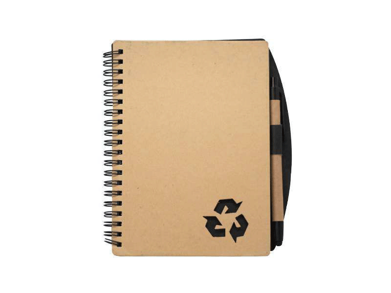 Eco-Friendly A5 Spiral Notebook with Matching Pen - Black CG0141