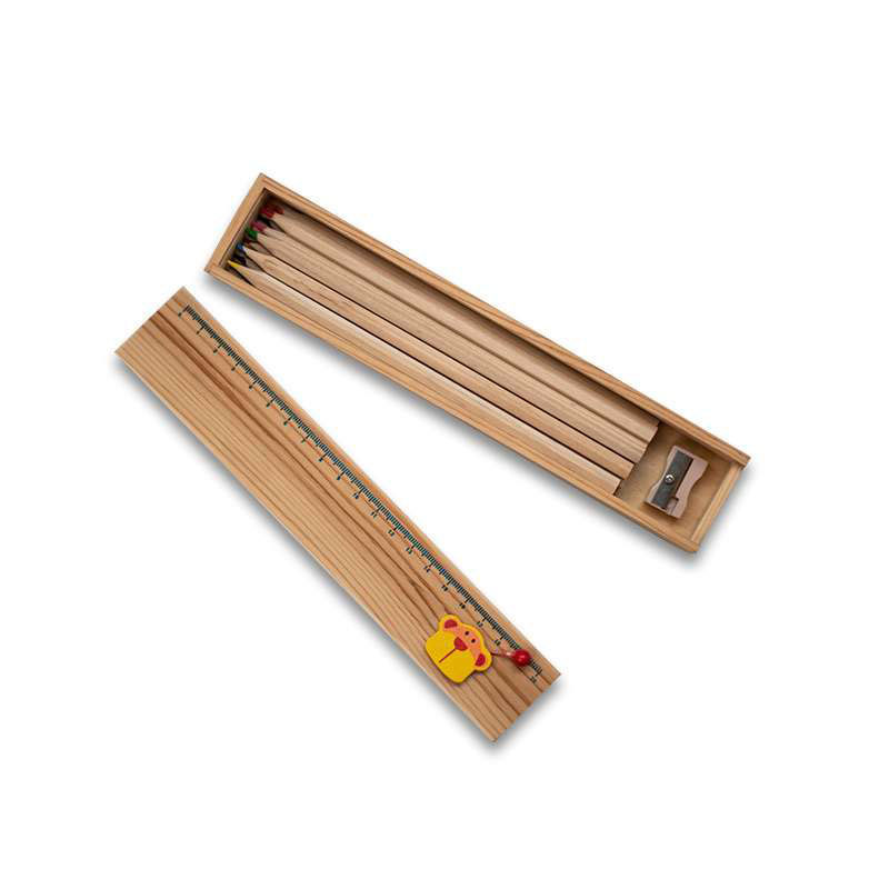 Eco-Friendly Wooden Pencil Set with Ruler and Sharpener CG0144