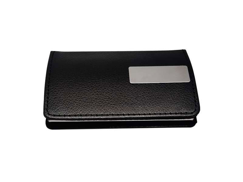 Black PU Leather and Metal Business Card Case CG0150