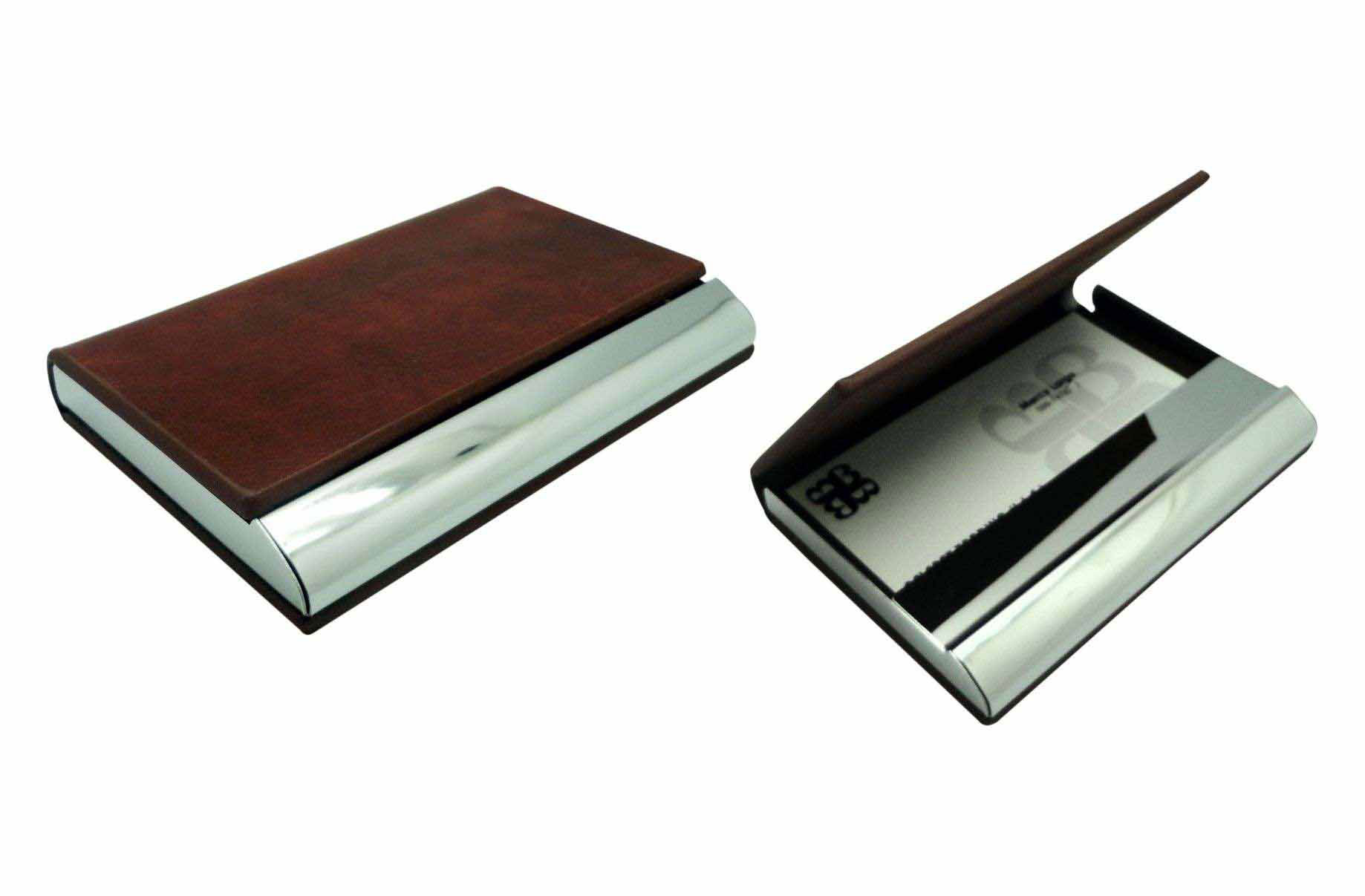 Business Card Case in Leatherette and Steel CG0157