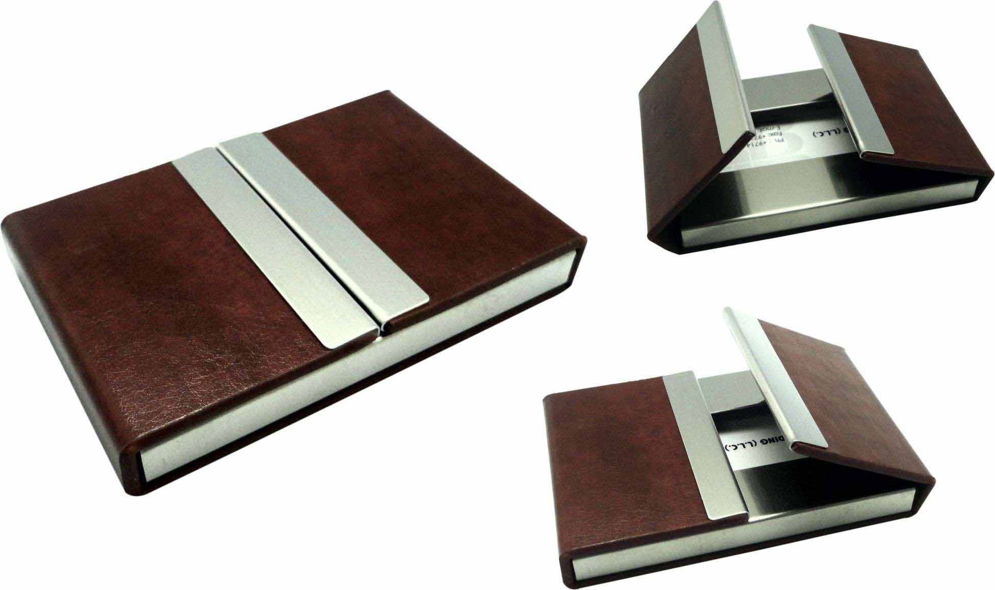 Business Card Case in Leatherette and Metal CG0158