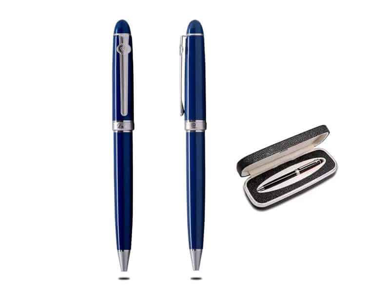Blue Metal Pen with Silver Trimmings CG0191