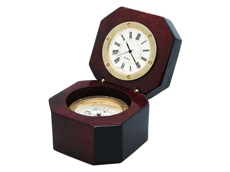 Hexagon Desk Clock with Compass CG0204