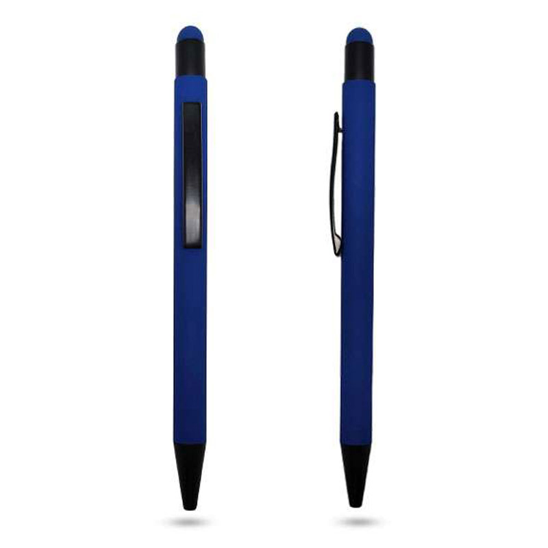Blue Ballpoint Pen with Stylus and Push Mechanism CG0021