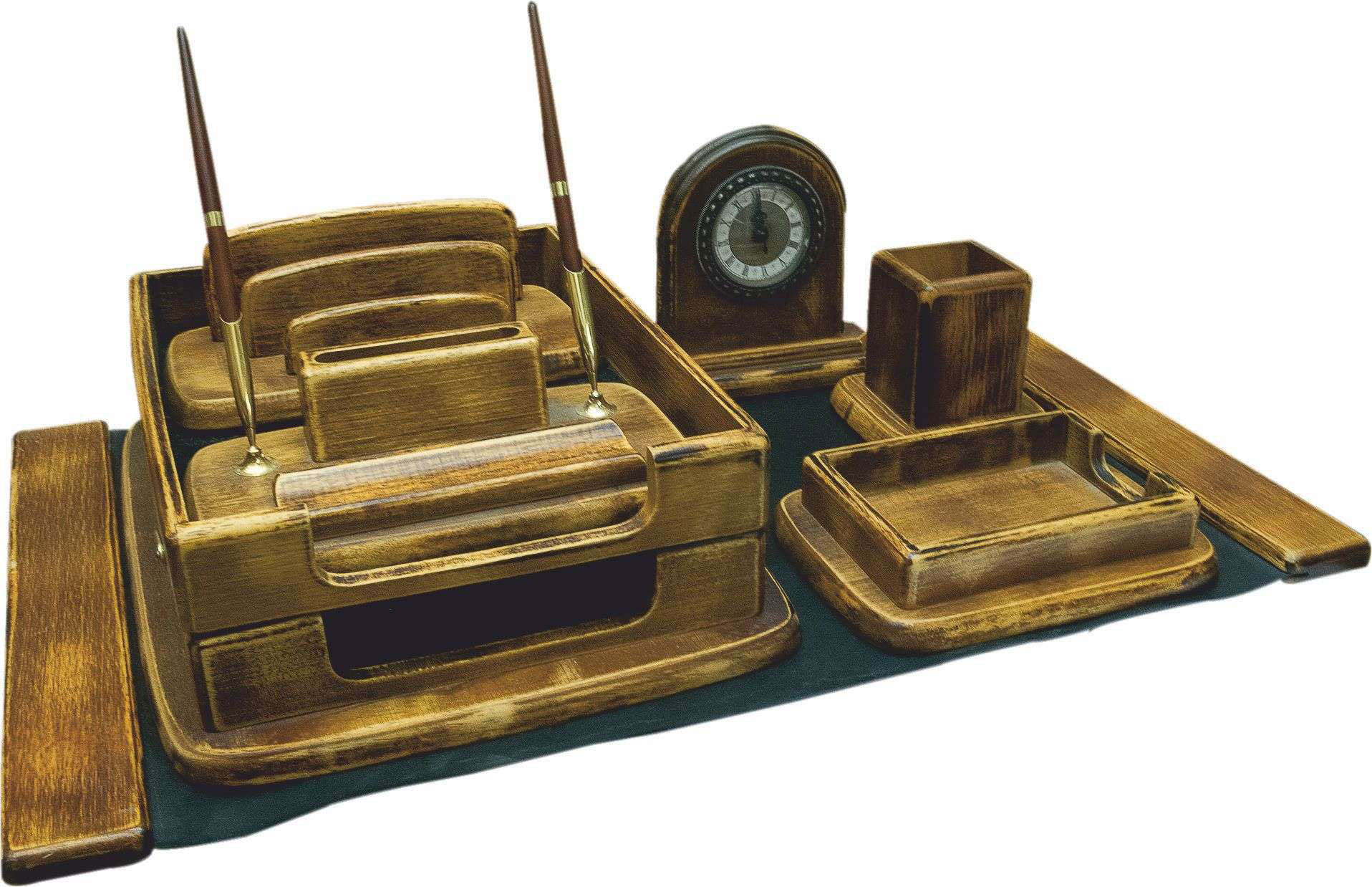 Wooden Desktop Organizer with Antique Finish CG0219