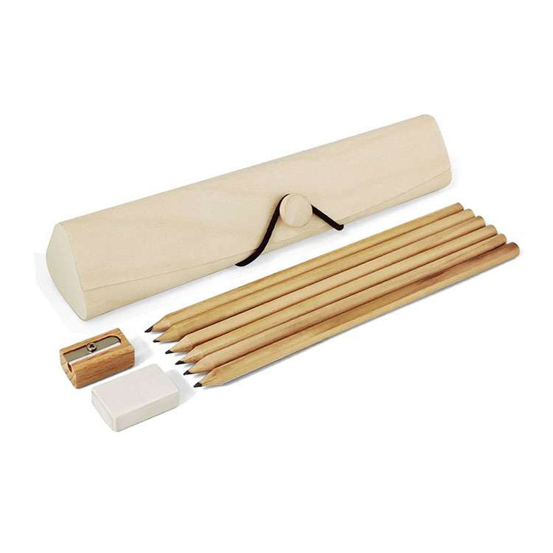 Pencil Set with Sharpener and Eraser in Eco-Friendly Box CG0022