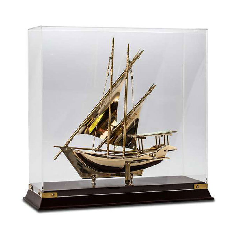Traditional Arabian Dhow Boat (Gold) in Acryllic Display Box CG0253
