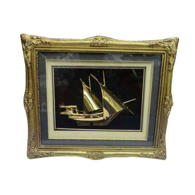 Framed Traditional Arabian Dhow Boat (Gold) CG0268