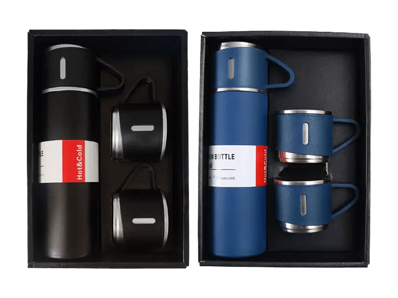 Stainless Steel Flask Set with Three Cups – 500ml CG0275