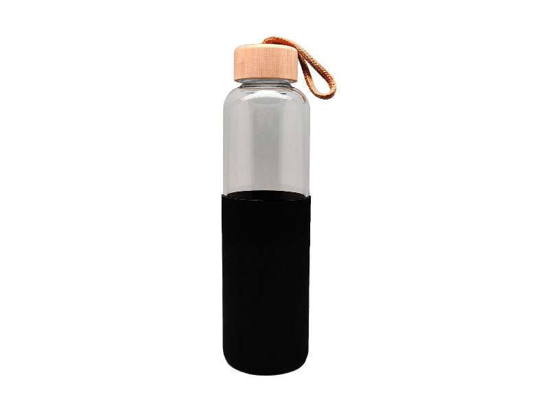 Eco-Friendly Borosilicate Glass Bottle – 750ml with Bamboo Lid - Black CG0278