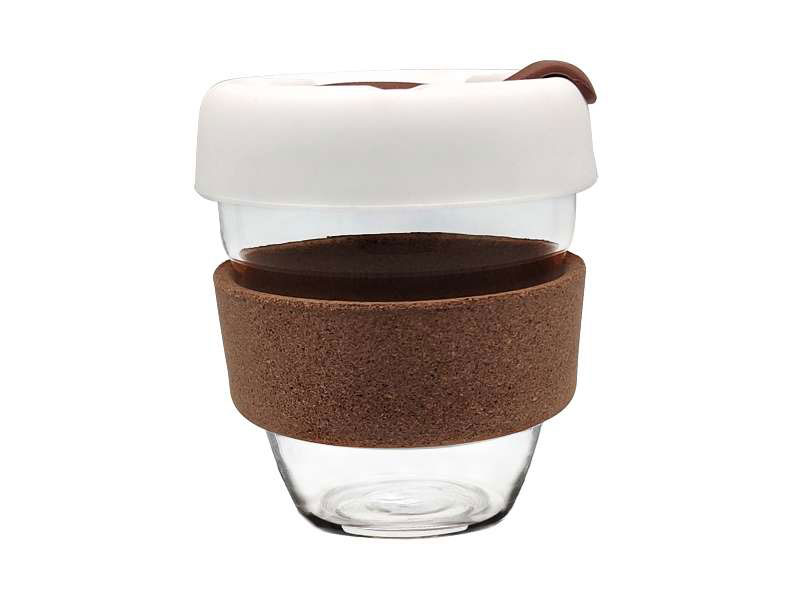 Eco-Friendly Tempered Glass Cup – 240ml with Cork Band - White CG0290