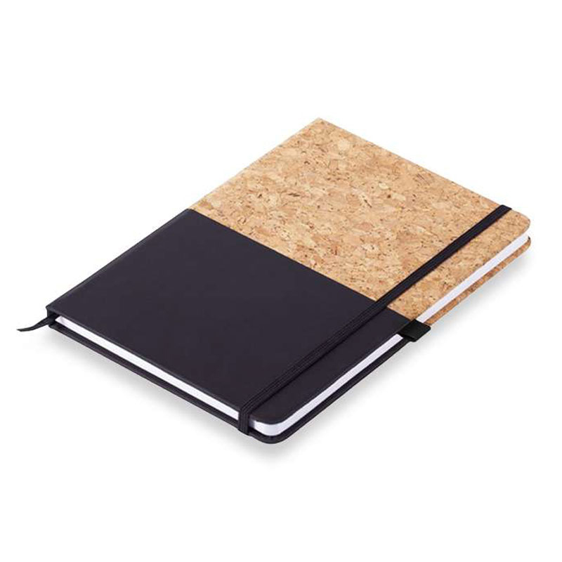 A5 Cork Textured Notebook with Elastic Closure - Black CG0035