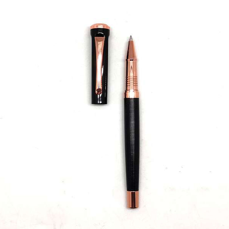 Metal Roller and Ball Pen Set – Black with Copper Accents CG0044