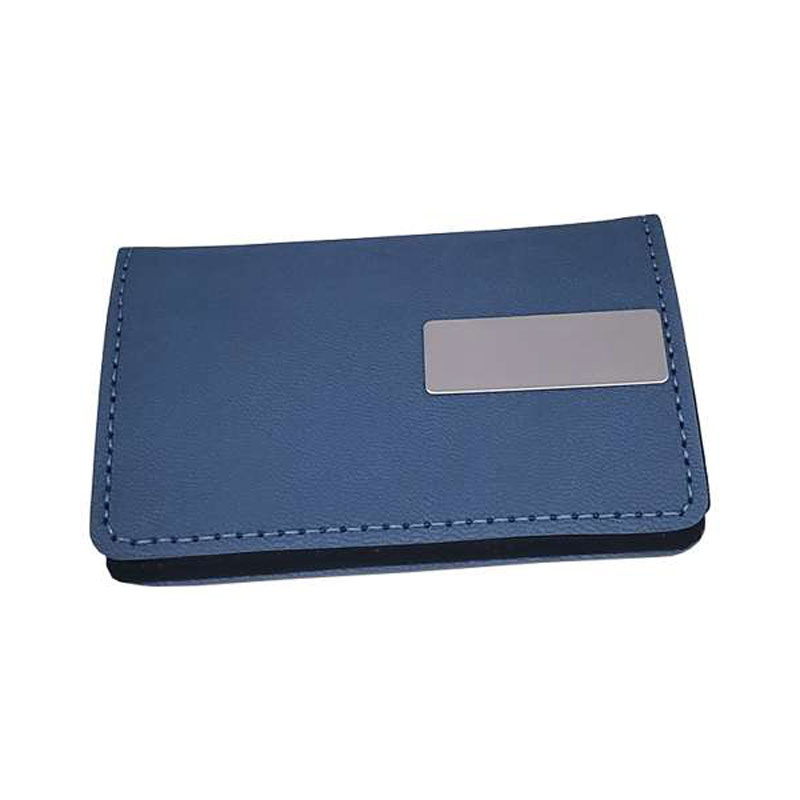 Business Card Case with PU Leather and Metal Frame – Blue CG0057