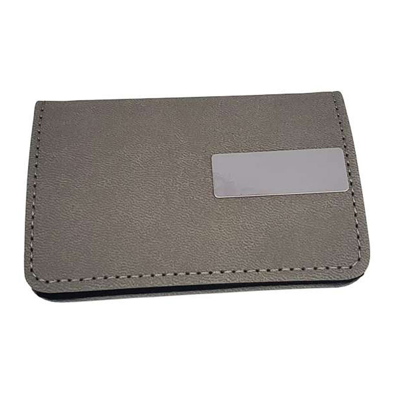 Business Card Case with PU Leather and Metal Frame – Grey CG0058