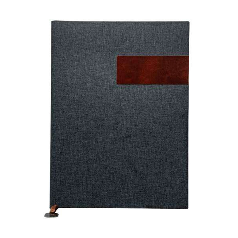 A4 Fabric Cover Notebook with Leather Patch – Dark Grey CG0083
