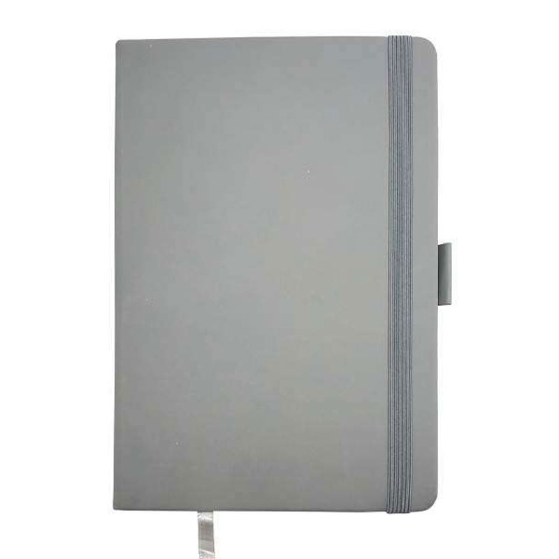 A5 Leatherette Notebook with Elastic Closure - Grey CG0093