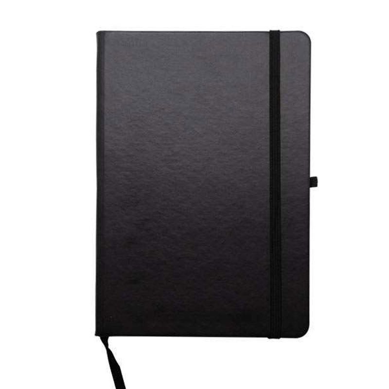 A5 Leatherette Notebook with Pen Loop and Elastic Band - Black CG0096