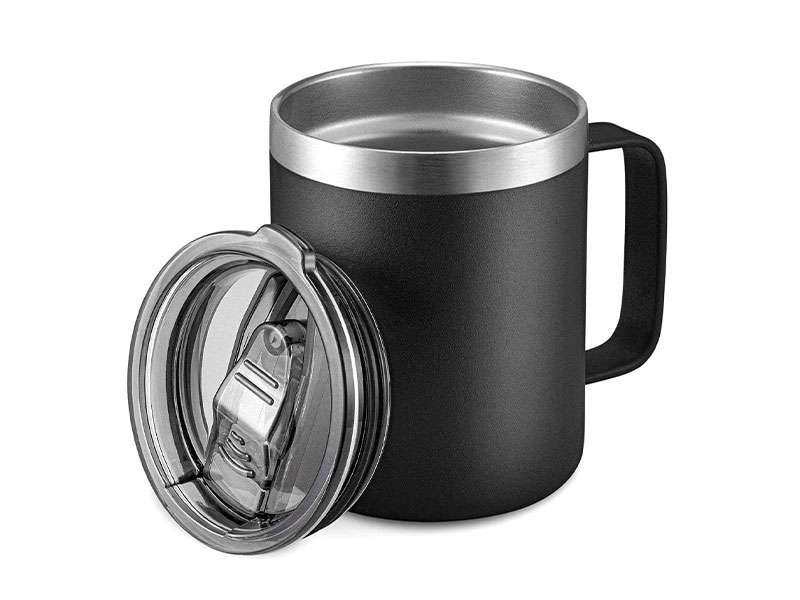 Double-Walled Stainless Steel Cup – 350ml with Handle - Black CG0307