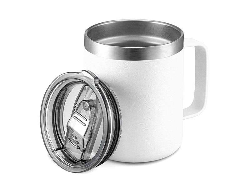 Double-Walled Stainless Steel Cup – 350ml with Handle - White CG0306