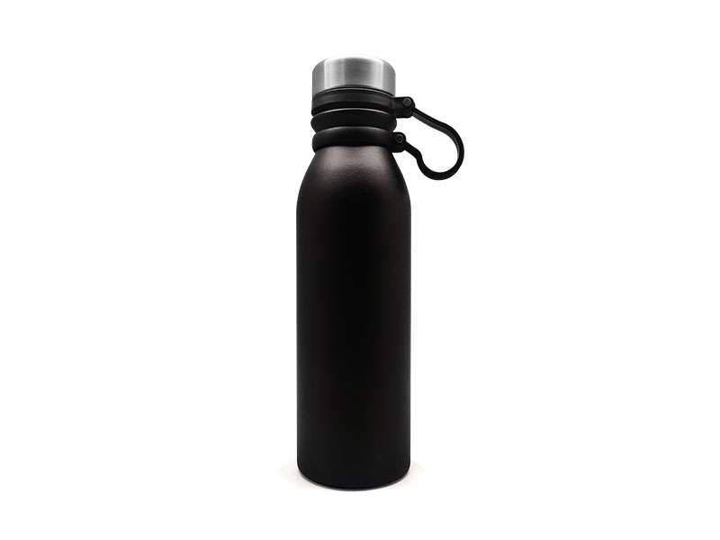 Double-Walled Stainless Steel Vacuum Bottle – 600ml with Carry Handle - Black CG0281