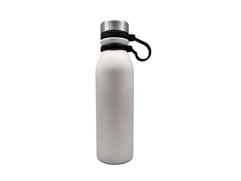 Double-Walled Stainless Steel Vacuum Bottle – 600ml with Carry Handle - White CG0282