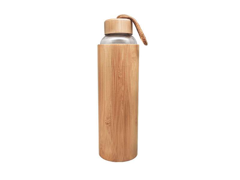 Eco-Friendly Borosilicate Glass Bottle – 550ml with Bamboo Sleeve and Lid CG0289